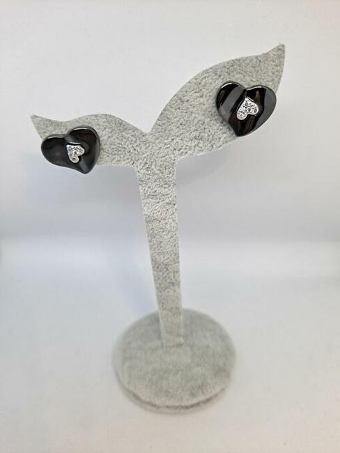 Obrączka ceramiczna łańcuszek kolczyki biała różowa czarna