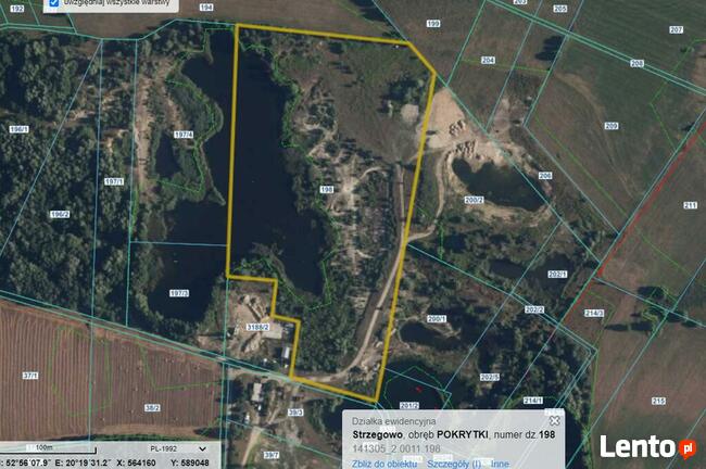 Sprzedam działkę po byłej żwirowni 5,8 ha obok Strzegowa