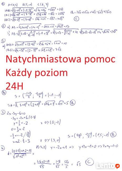 Matematyka korepetycje rozwiązywanie zadań online 24H