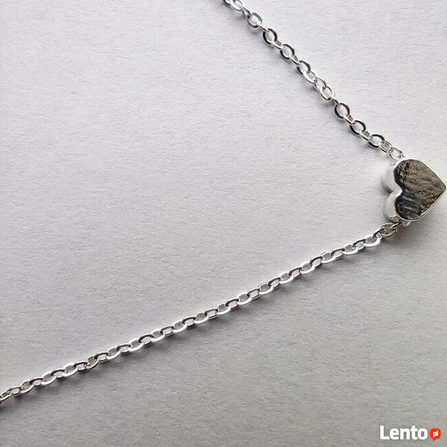 Łańcuszek- serce_srebrne kol. srebrny - NOWY