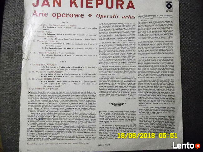 Sprzedam Winyl Jan KIEPURA