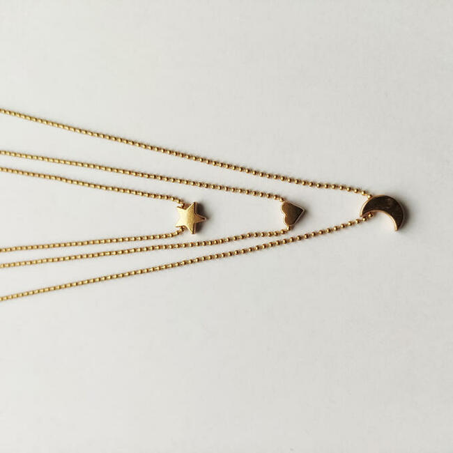 Łańcuszek- potrójny - serce_gwiazda_księżyc kol. złoty – NOW