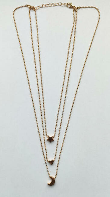 Łańcuszek- potrójny - serce_gwiazda_księżyc kol. złoty – NOW