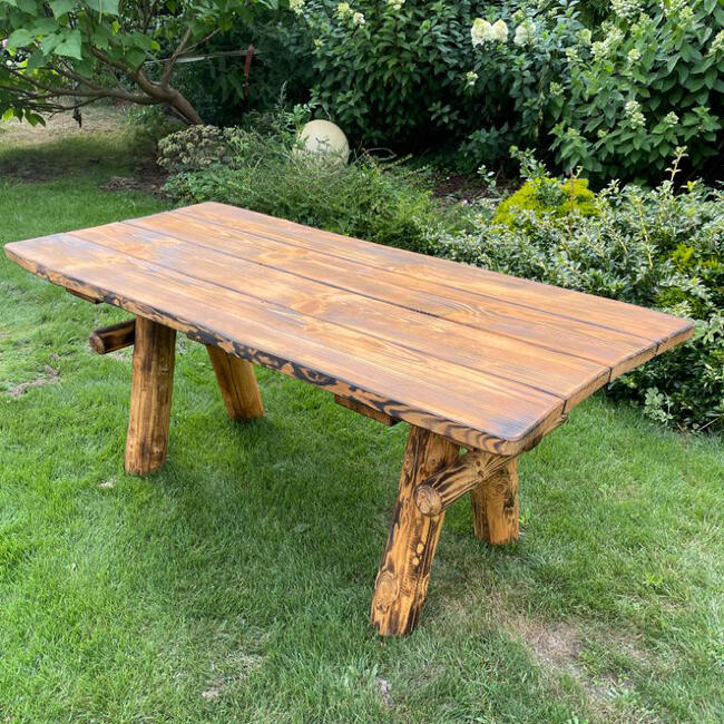 Stół ogrodowy drewniany Przypalanie + Impregnacja 180x82x75cm