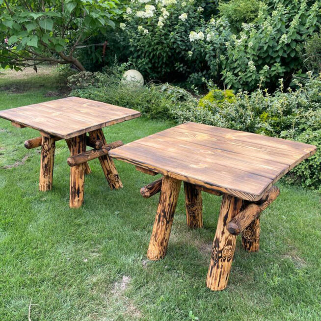 Stół ogrodowy drewniany Przypalanie + Impregnacja 90x82x75cm