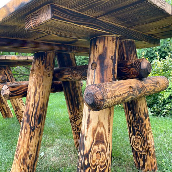 Stół ogrodowy drewniany Przypalanie + Impregnacja 90x82x75cm