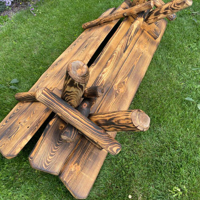 Ławka ogrodowa drewniana Przypalanie + Impregnacja 180x70x90cm