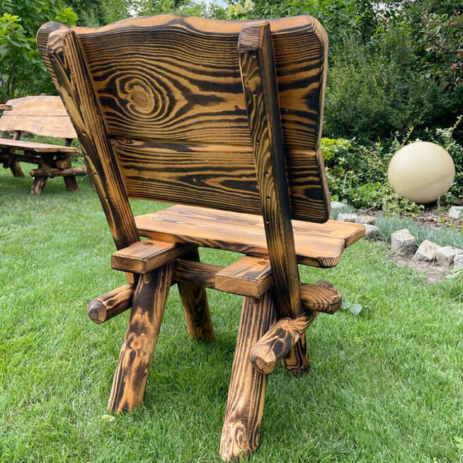 Krzesło ogrodowe drewniane Przypalanie + Impregnacja 60x65x90cm