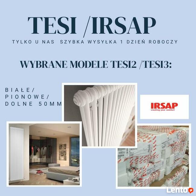 GRZEJNIKI IRSAP TESI 2 - OD RĘKI/biały, dolne środkowe 50mm