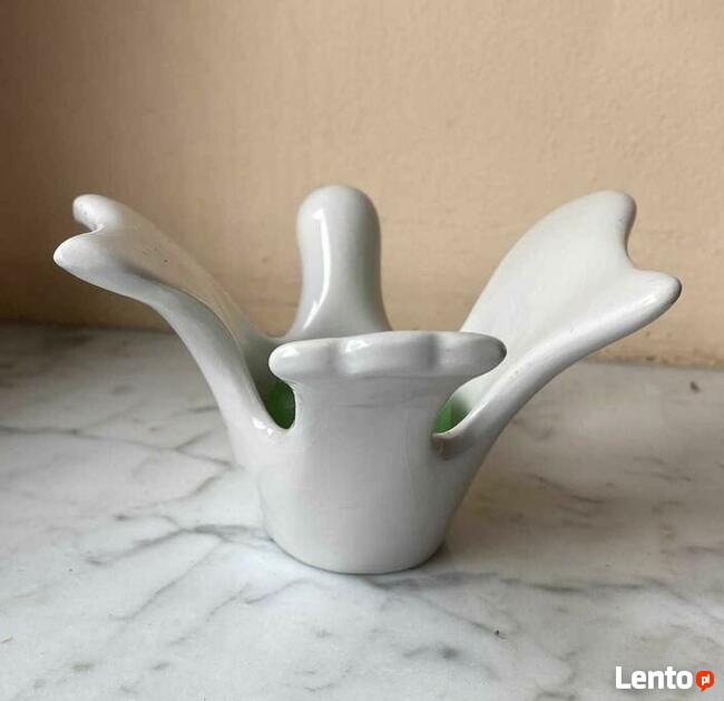 Świecznik ceramiczny biały