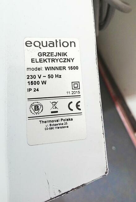 Grzejnik Winner ED 1500 Equation