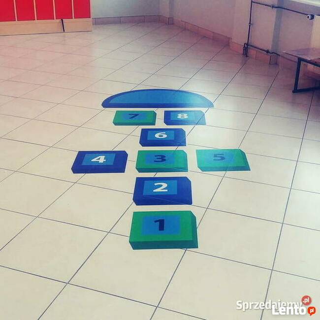 Klasy 3D Niebieskie - naklejka podłogowa, gra korytarzowa