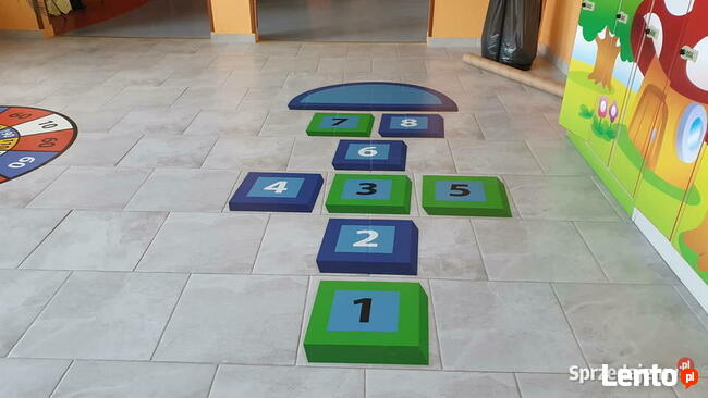 Klasy 3D Niebieskie - naklejka podłogowa, gra korytarzowa