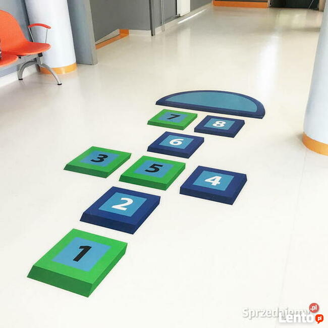 Klasy 3D Niebieskie - naklejka podłogowa, gra korytarzowa