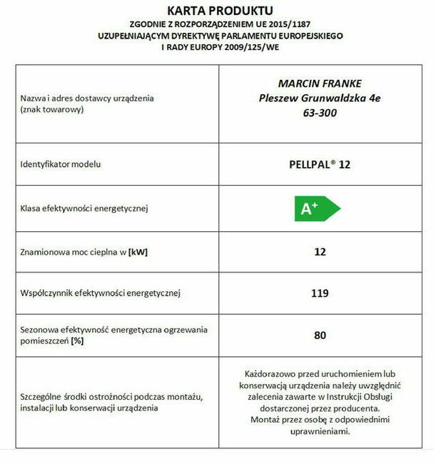 Kocioł 12 kw, piec na pellet, Pellpal MONTAŻ