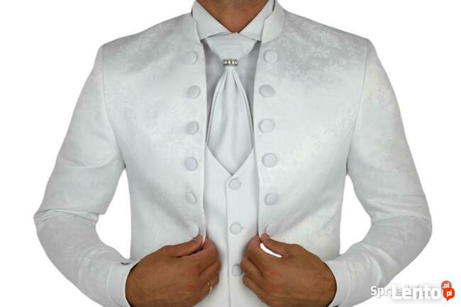 Garnitur męski z kamizelką i krawatem biały różne rozmiar