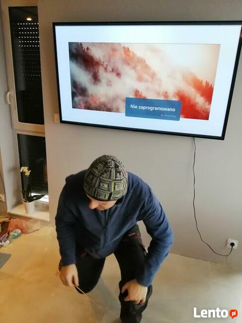 Montaż anten satelitarnych naziemnych telewizora na ścianie