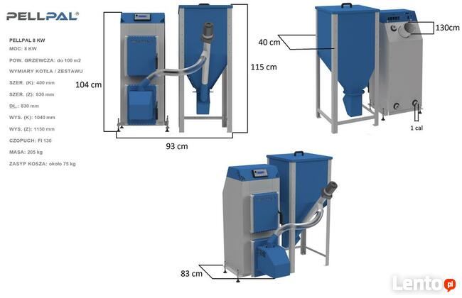 Kocioł, piec do małych pomieszczeń, pellet, podajnik, MONTAŻ