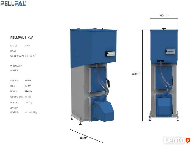 Kocioł, piec do małych pomieszczeń, pellet, podajnik, MONTAŻ