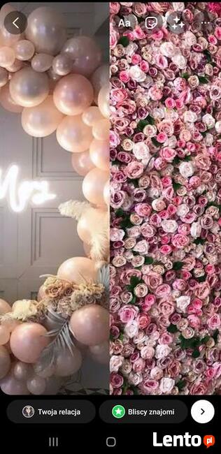 Tło kwiatowe, ścianki balonowe, dekoracje weselne ⚘