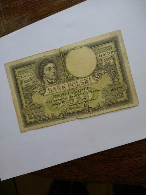 Archiwalne sprzedam dwa banknoty po 500 zł z 1919 r. Gdańsk