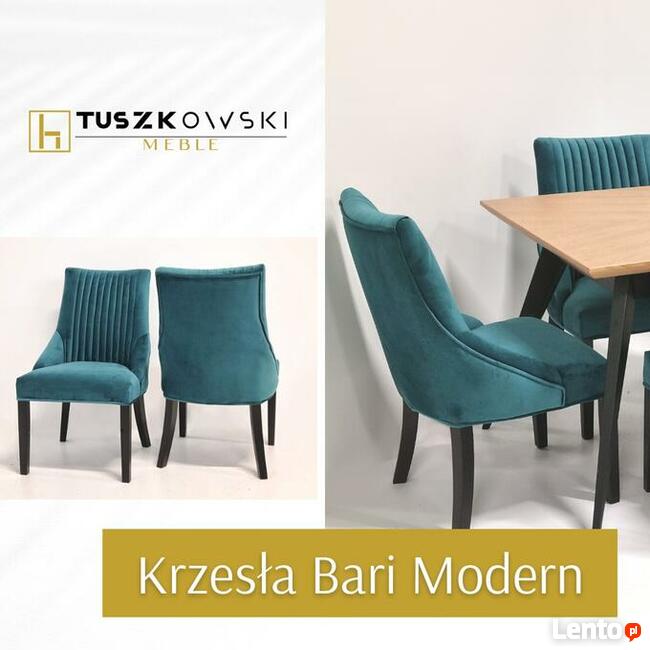 Zestaw stół drewniany Oslo z krzesłami tapicerowanymi Bari