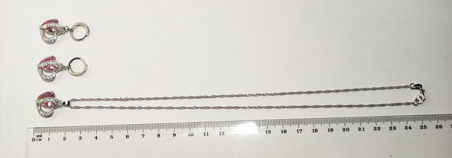 Komplet biżuterii pr.925 Różowe Serce - NOWY