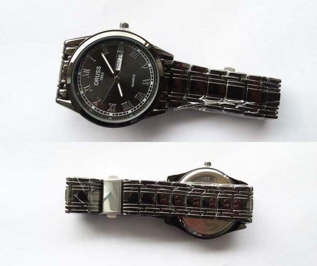 Klasyczny zegarek męski czarna bransoleta datownik