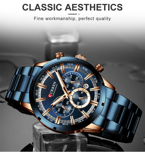 Duży zegarek męski Curren sportowy chronograf datownik