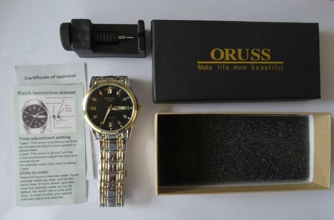 Klasyczny zegarek męski czarna bransoleta datownik