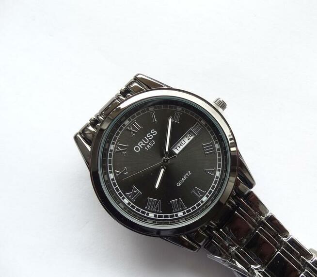 Klasyczny zegarek męski czarna bransoleta datownik