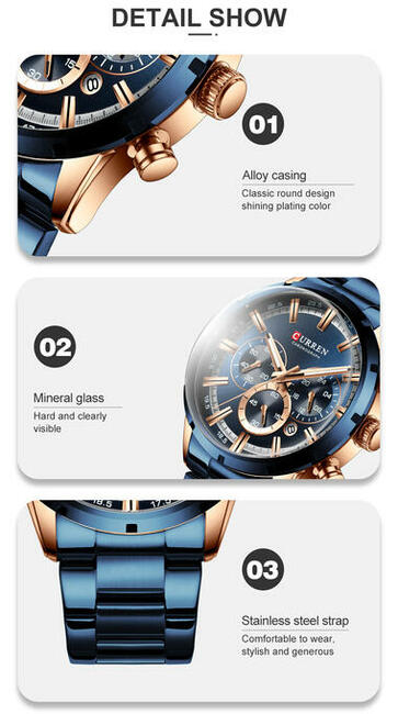 Duży zegarek męski Curren sportowy chronograf datownik