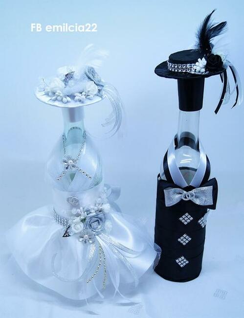 Komplet Ślubny Ubranka na Butelki