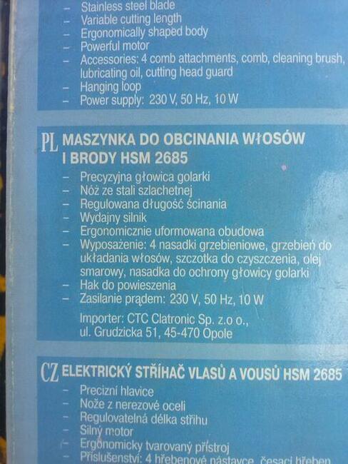 Maszynka do strzyżenia, obcinania włosów, 40 zł.