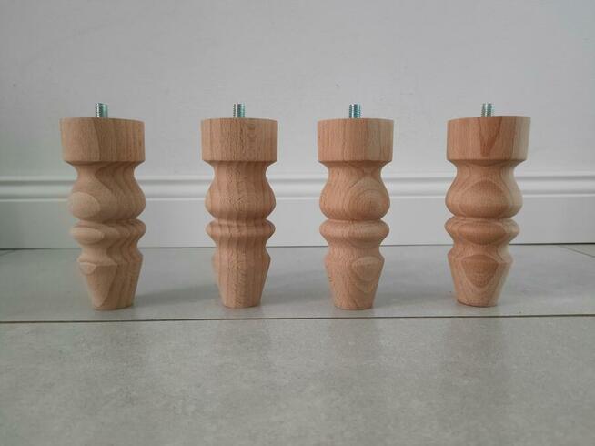 nogi bukowe 12 cm wzór C nóżki buk toczenie drewno komoda