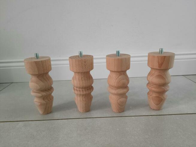 nogi bukowe 12 cm wzór C nóżki buk toczenie drewno komoda