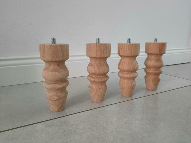 nogi bukowe 12 cm wzór C nóżki buk toczenie drewno komoda