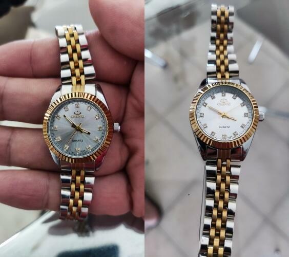 Zegarek damski srebrno złoty z bransoletą Chenxi nowy