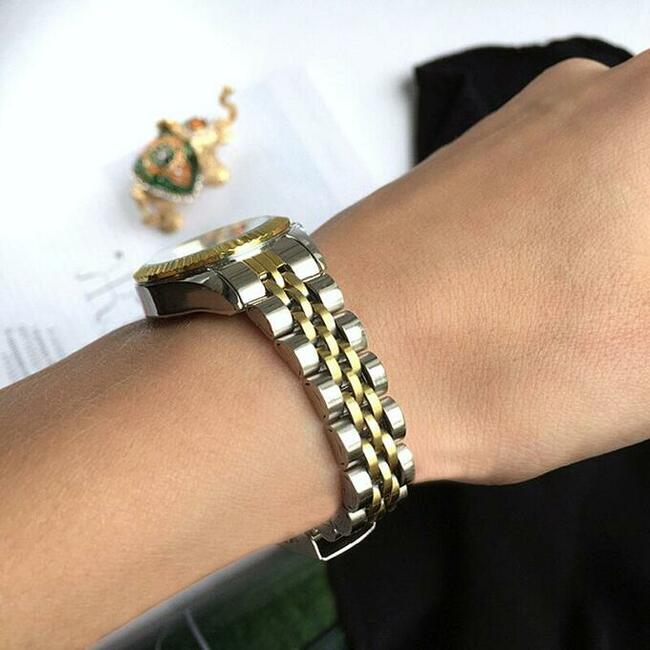 Zegarek damski srebrno złoty z bransoletą Chenxi nowy