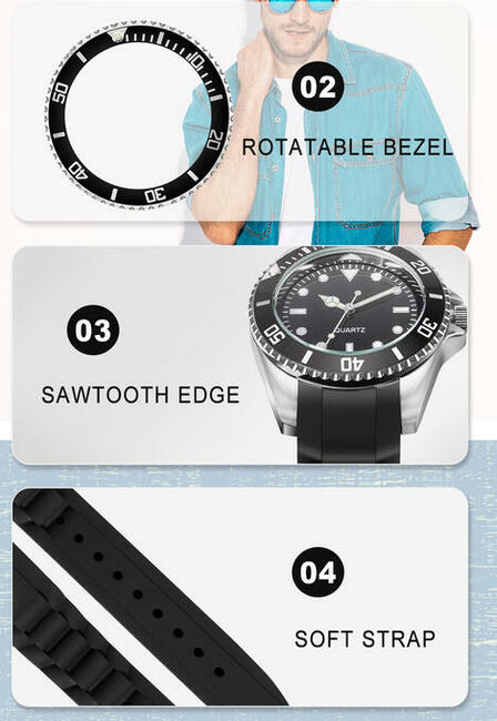 Zegarek męski czarny sportowy kwarcowy z mechanizmem Seiko