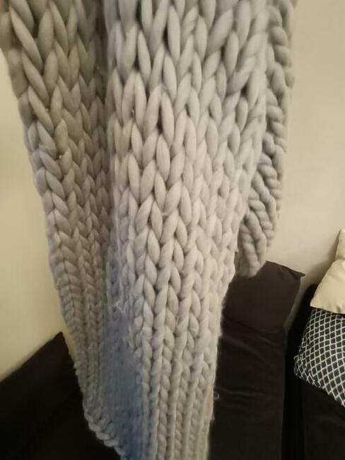 Pled szary o grubym splocie