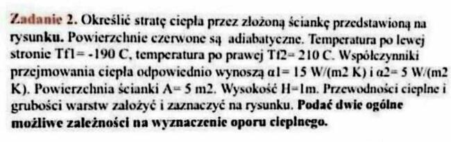 Określić stratę ciepła przez złożoną ścianę