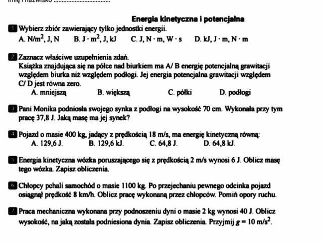 Energia kinetyczna i potencjalna