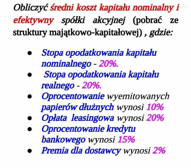 Stopień zadłużenia spółki, średni koszt kapitału nominalny