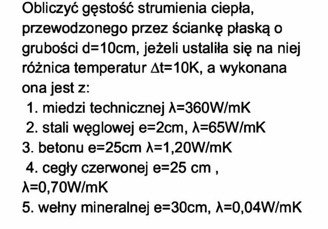 Gęstość strumienia ciepła, przewodzonego przez ściankę płask