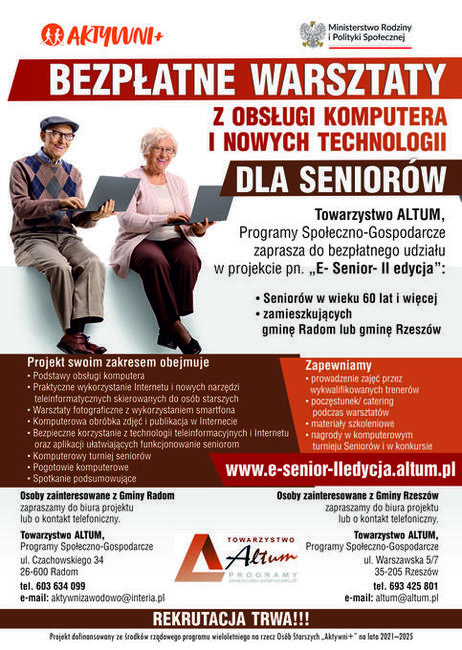 BEZPŁATNE SZKOLENIA DLA SENIORÓW Z OBSŁUGI KOMPUTERA