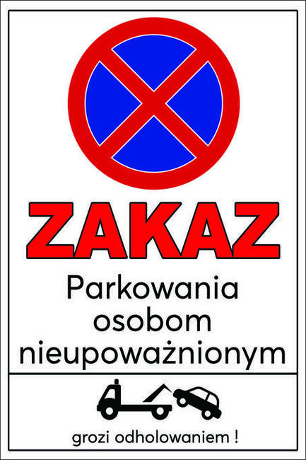 TABLICZKA ZNAK ZAKAZ PARKOWANIA - PCV 40x60