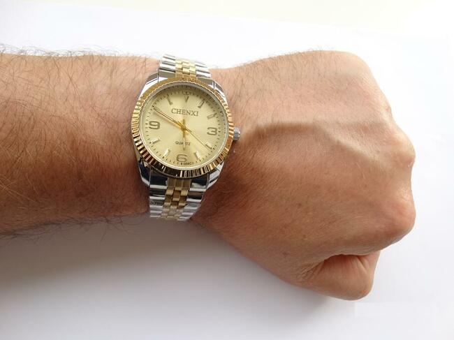 Zegarek damski srebrno złoty męski z bransoletą