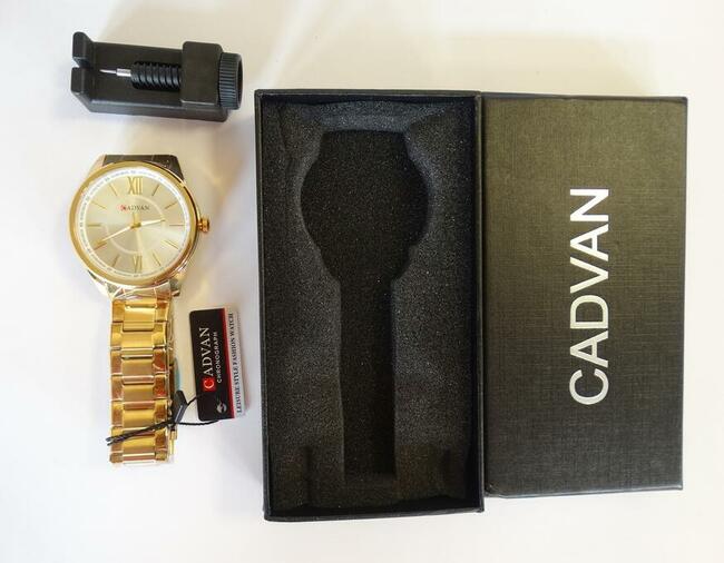 Klasyczny zegarek męski złoty z bransoletą pudełko nowy