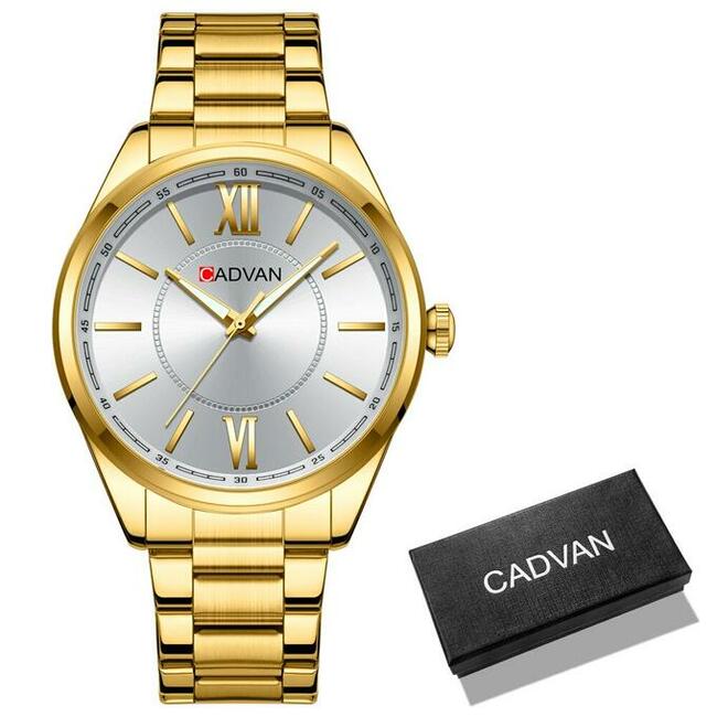 Klasyczny zegarek męski złoty z bransoletą pudełko nowy